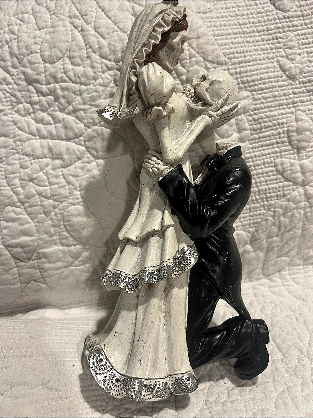 Skeleton Wedding Couple Figurine 11” New